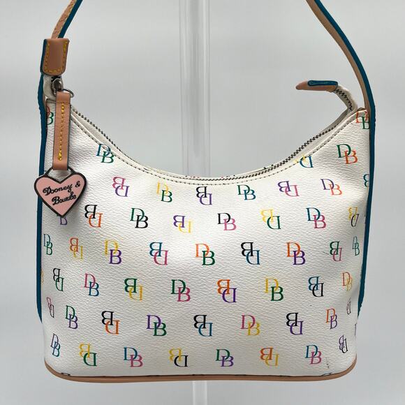 DOONEY & BOURKE Rainbow Monogram Leather Shoulder Bag with Rare Heart Hangtag - Picture 3 of 10
